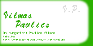 vilmos pavlics business card